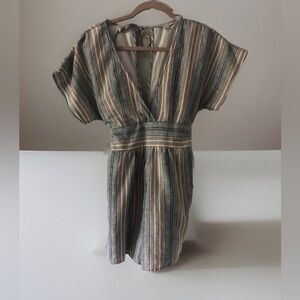 American Eagle muted stripe tie back shorts romper like new size small